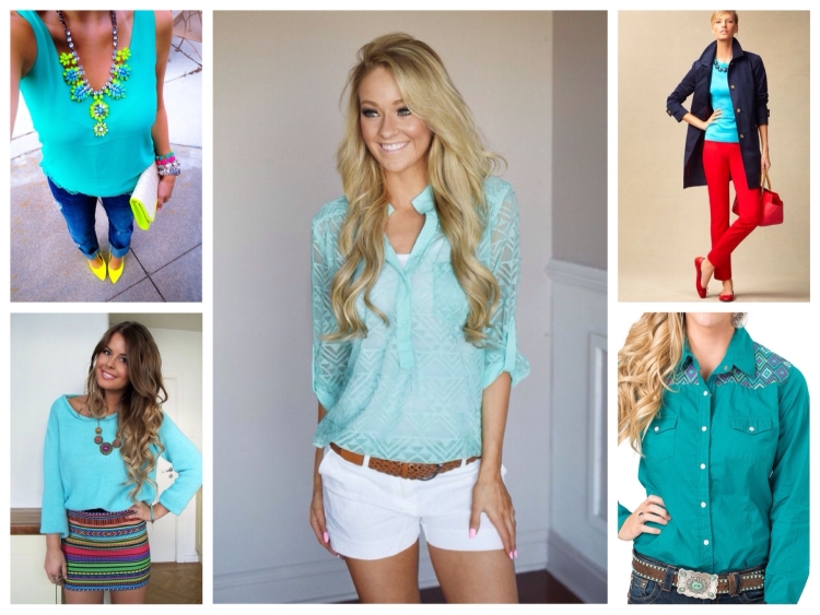 Бирюзовая блузка сочетание