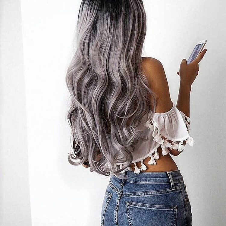 Пепельный цвет волос со спины