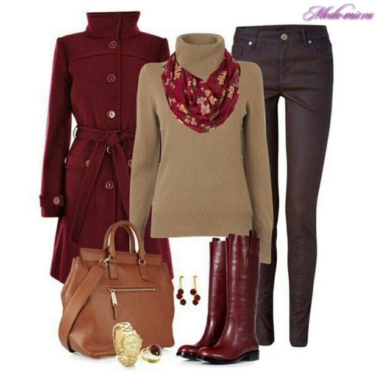 Сочетание бежевого и бордового