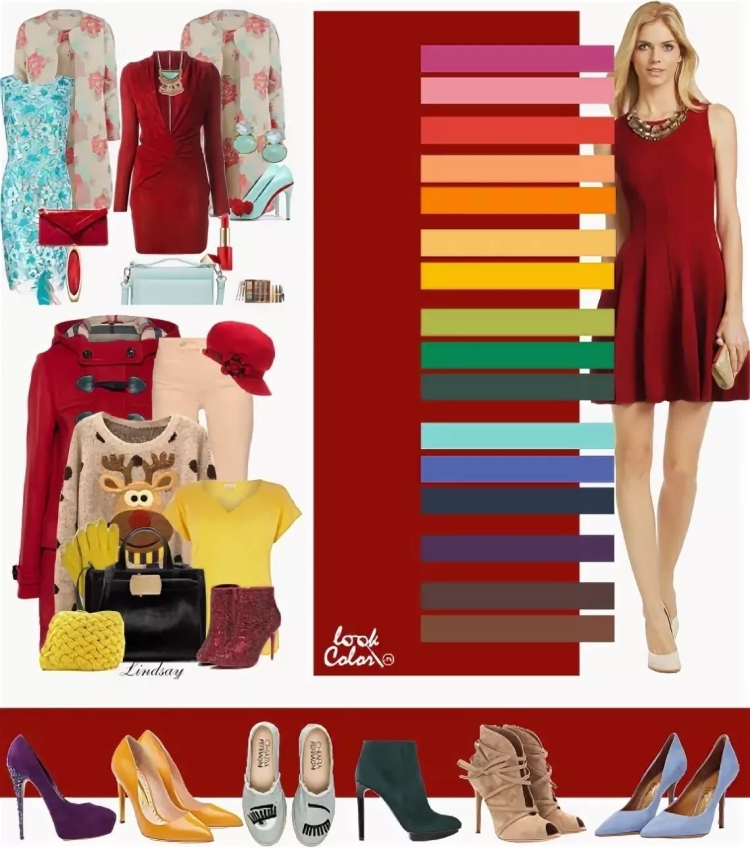 Сочетание с красным цветом в одежде