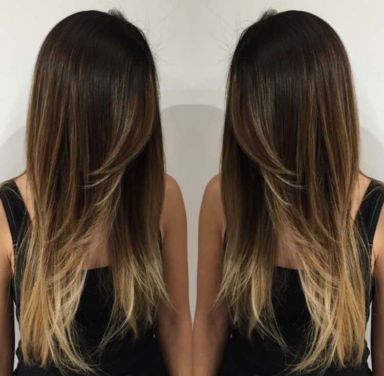 Шатуш окрашивание волос на темные прямые волосы