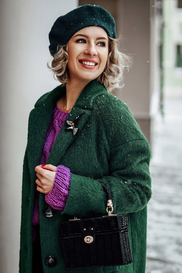 Пальто берет и шарф