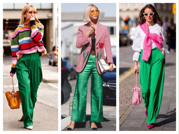 Образ с зелеными брюками палаццо