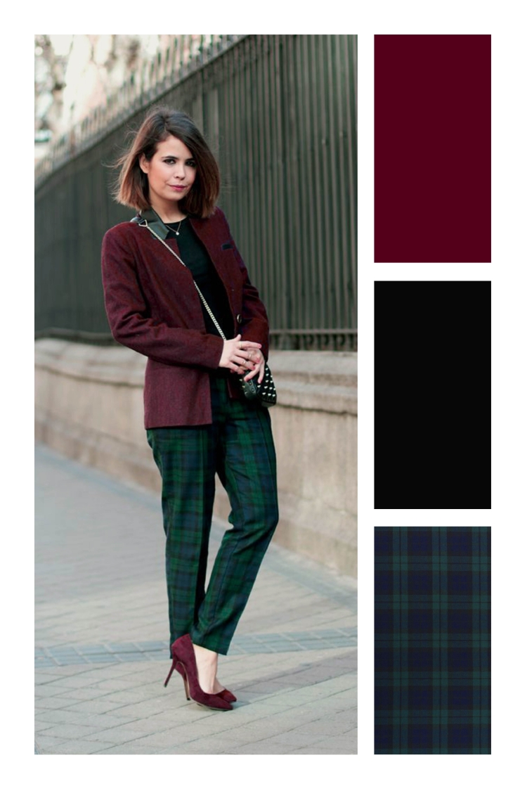 Сочетание с бордовым цветом в одежде