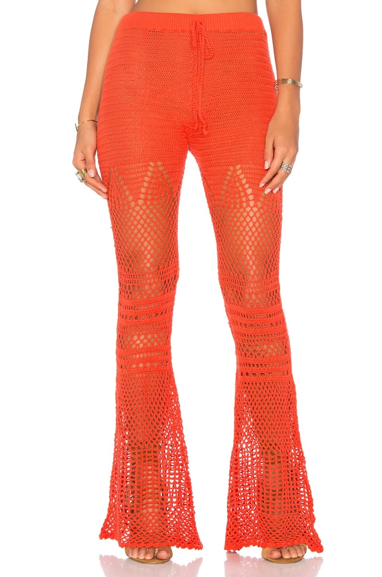 Штаны вязаные клеш женские