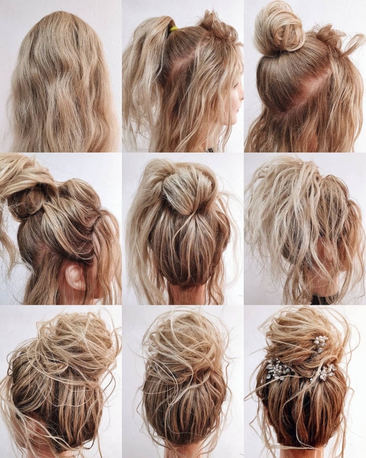 Причёска пучок на средние волосы пошагово