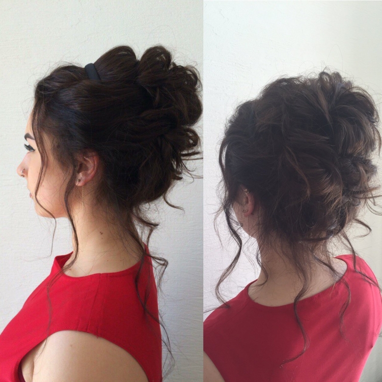 Низкий небрежный пучок с объемом у корней