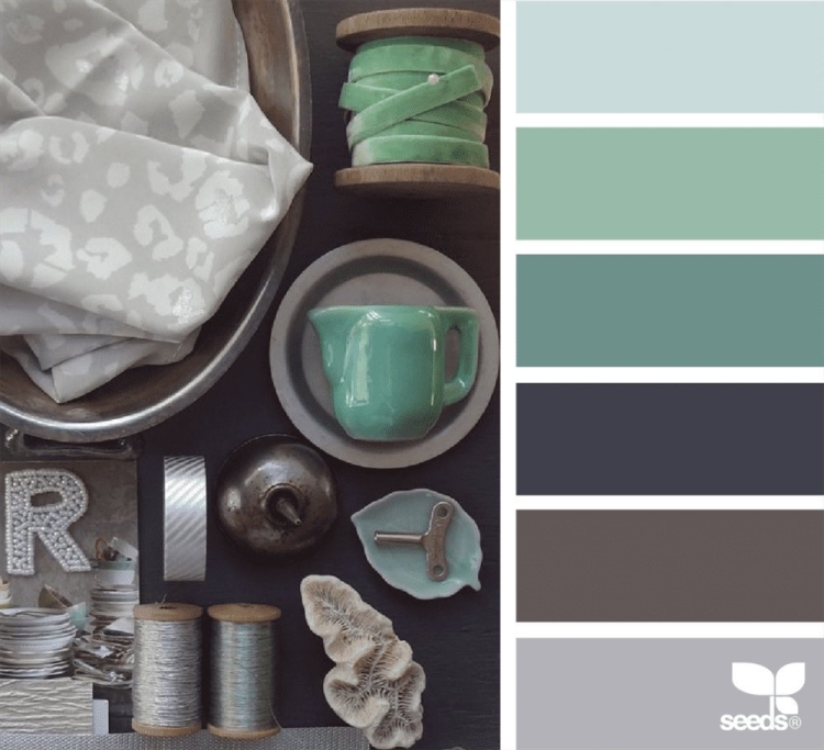 Сочетание мятного и коричневого