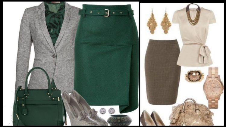 Сочетание серого и зеленого в одежде