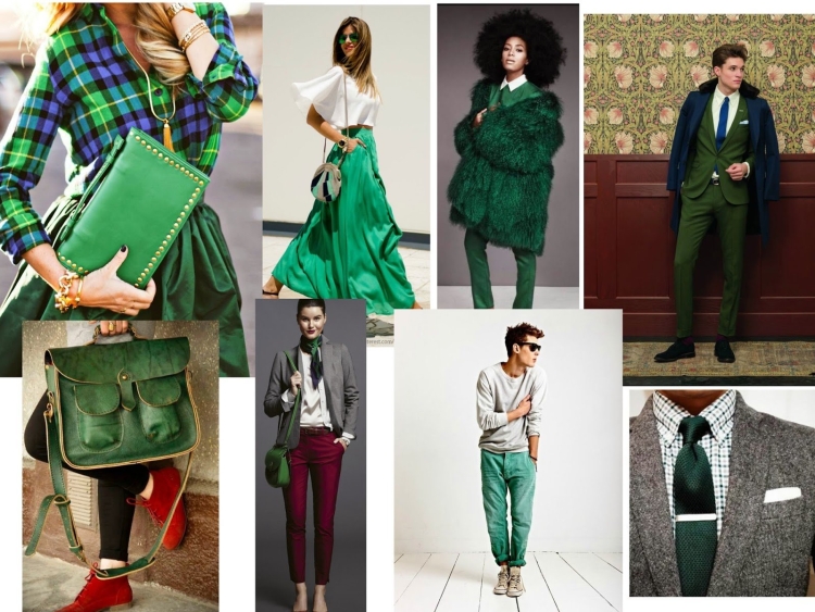 Сочетание зеленого и коричневого в одежде