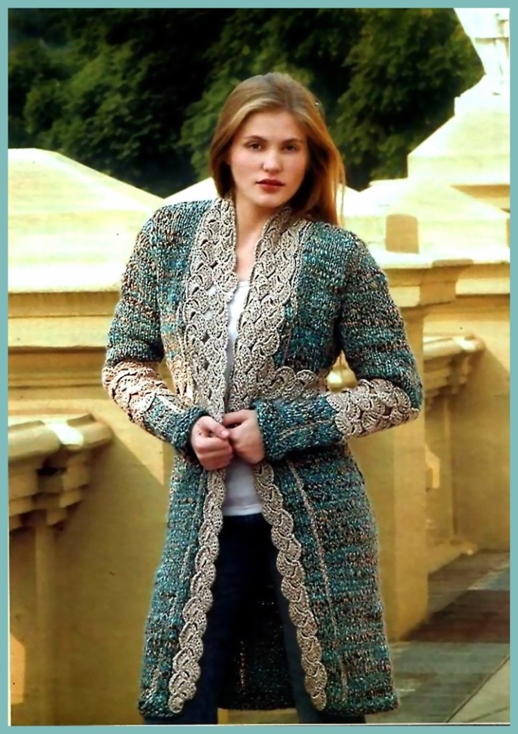 Кардиган спицами и крючком