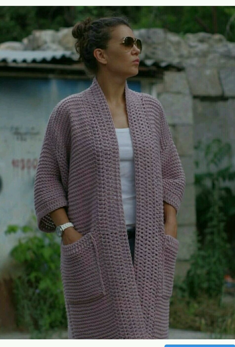 Вязаный кардиган пыльная сирень