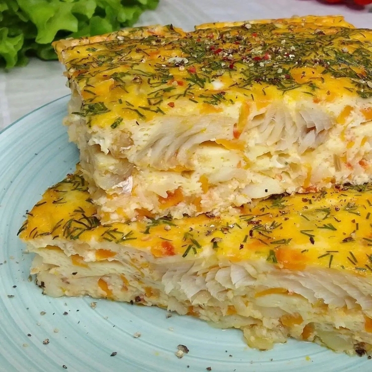 Рыбная запеканка из филе минтая