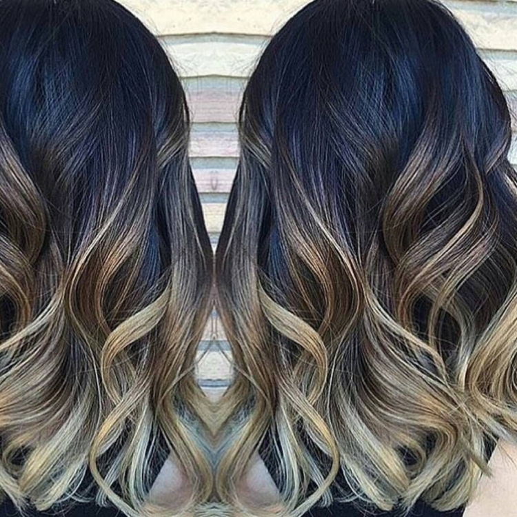 Омбре и балаяж на темные волосы средней