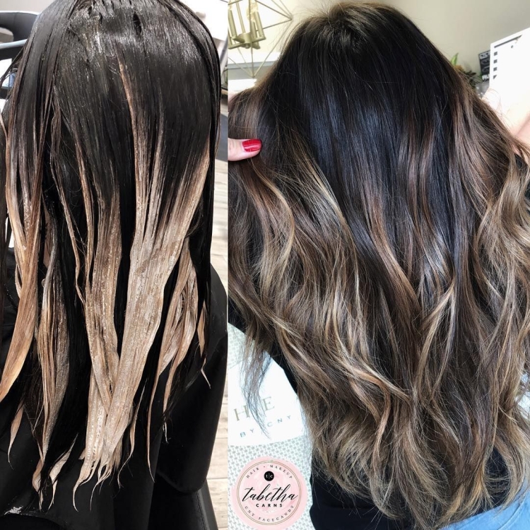 Балаяж от корней на темные волосы