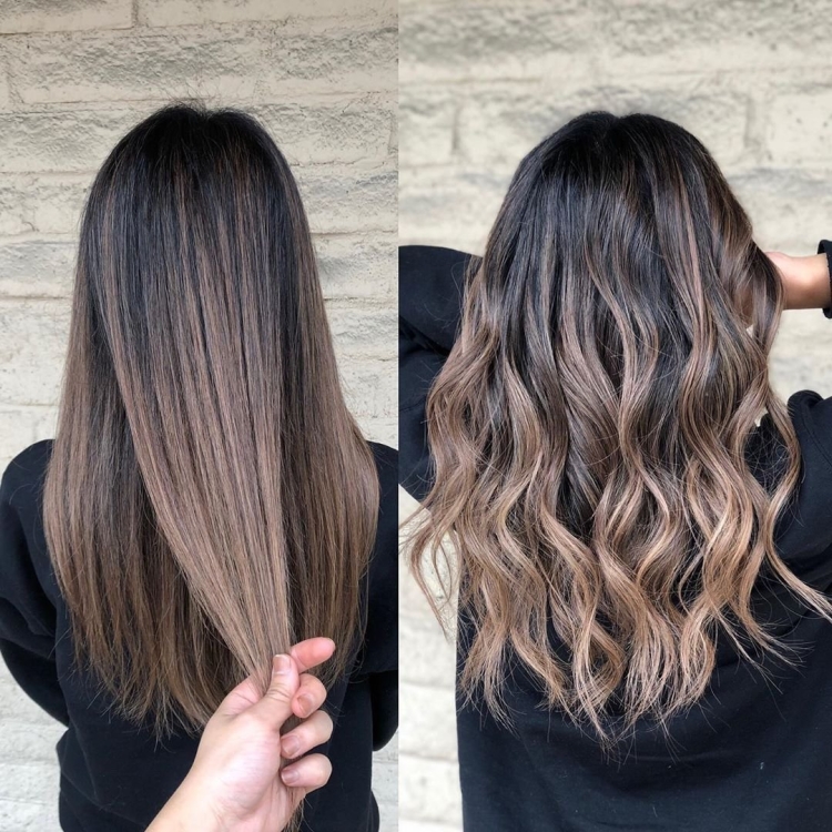 Балаяж на темные волосы в холодных