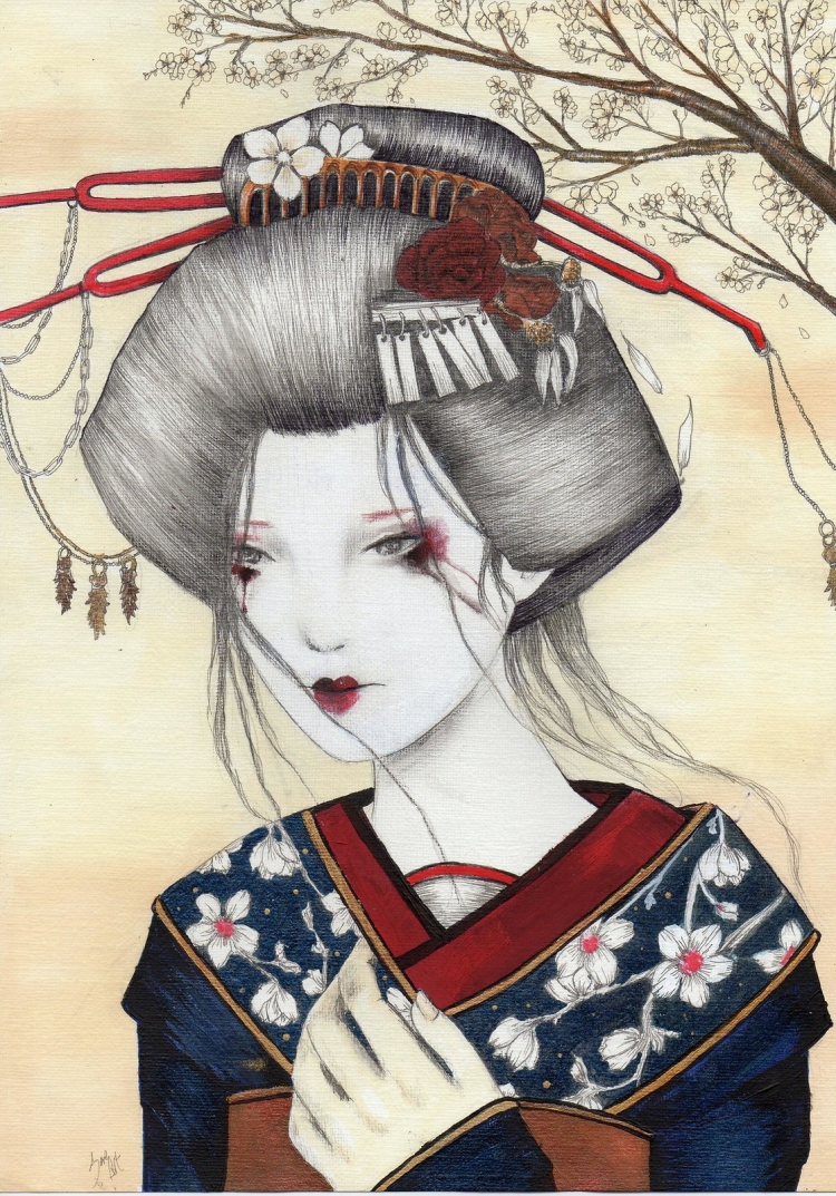 Необычная прическа в японском стиле