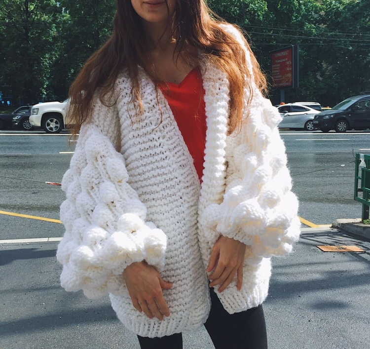 Кардиган с объемными рукавами