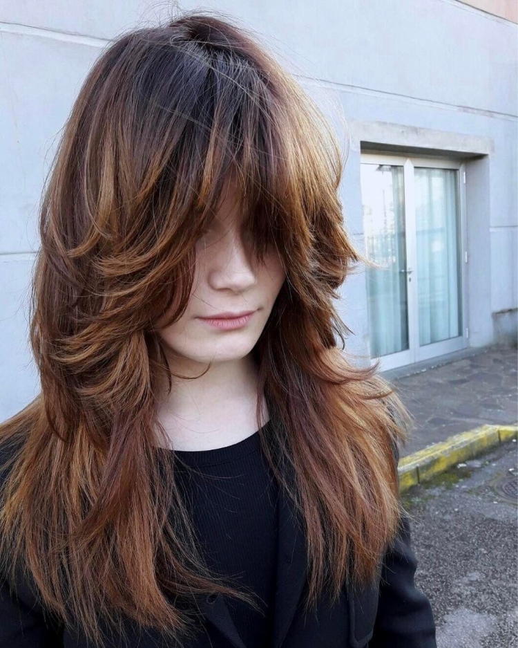 Каштановые волосы лесенка