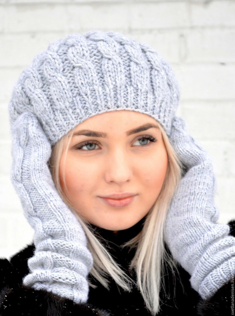 Женские береты шапки вязаные