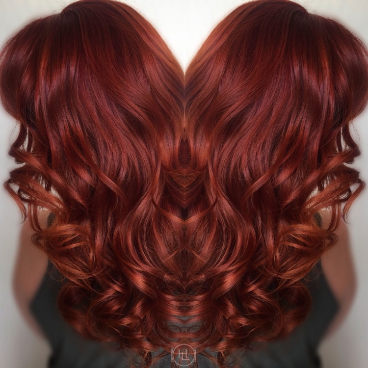 Окрашивание волос темно медный красный