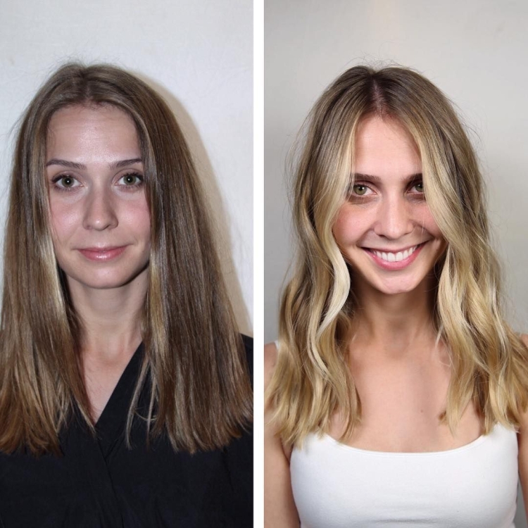 Окрашивание волос до и после