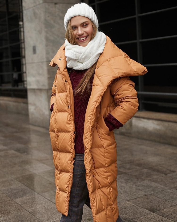 Стильный зимний пуховик одеяло женский