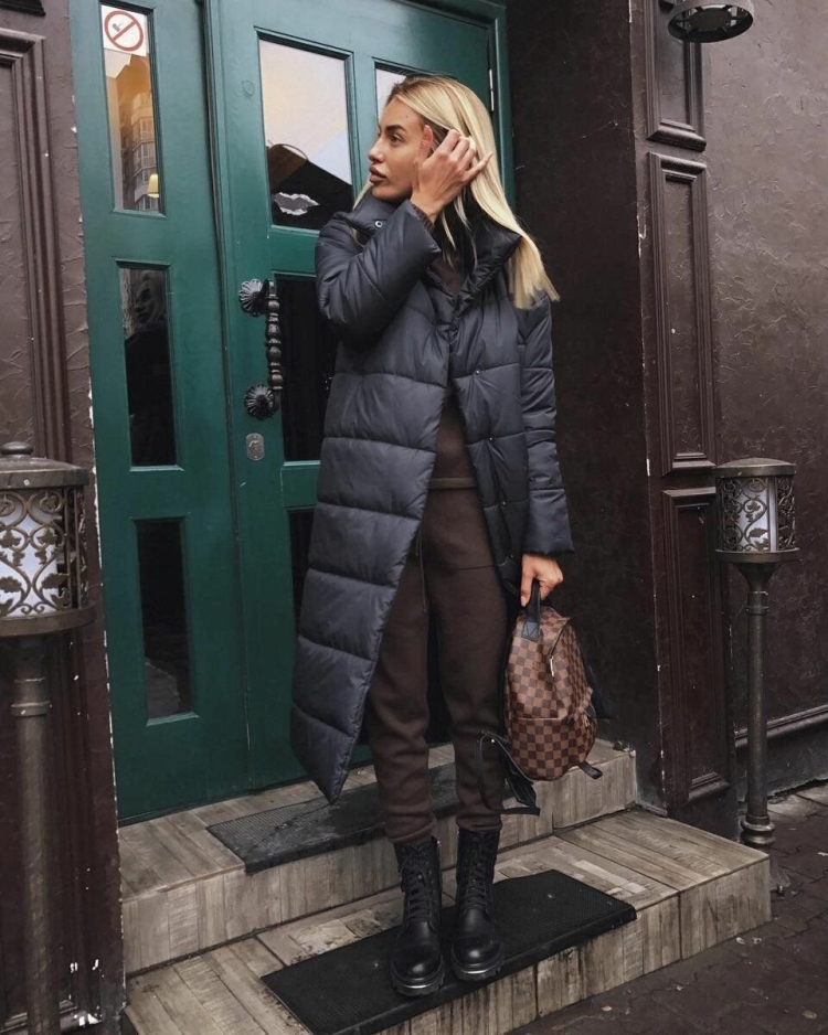 Стеганое пальто стрит стайл