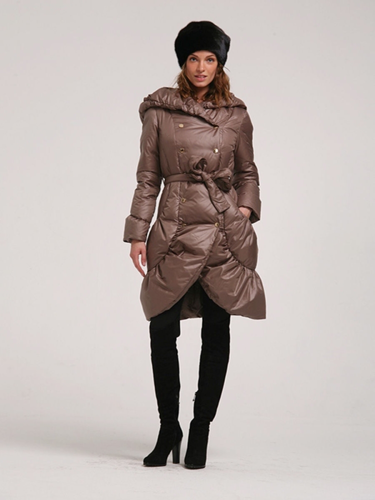 Пуховик серо коричневый