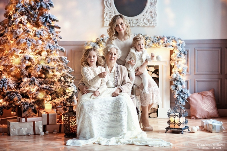 Красивые новогодние фотосессии семейные
