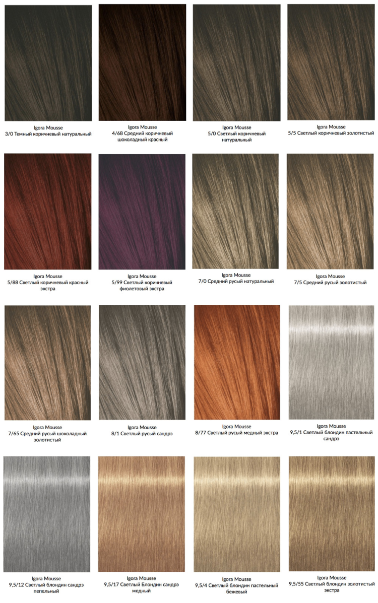 Тонирующий мусс игора палитра