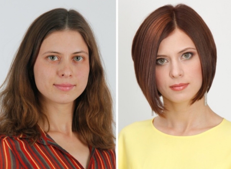 Стрижка до и после женская