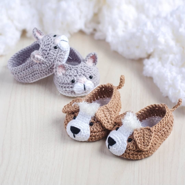 Детские вязаные тапочки