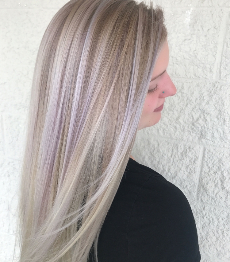 Мелкое мелирование блонд пепельный