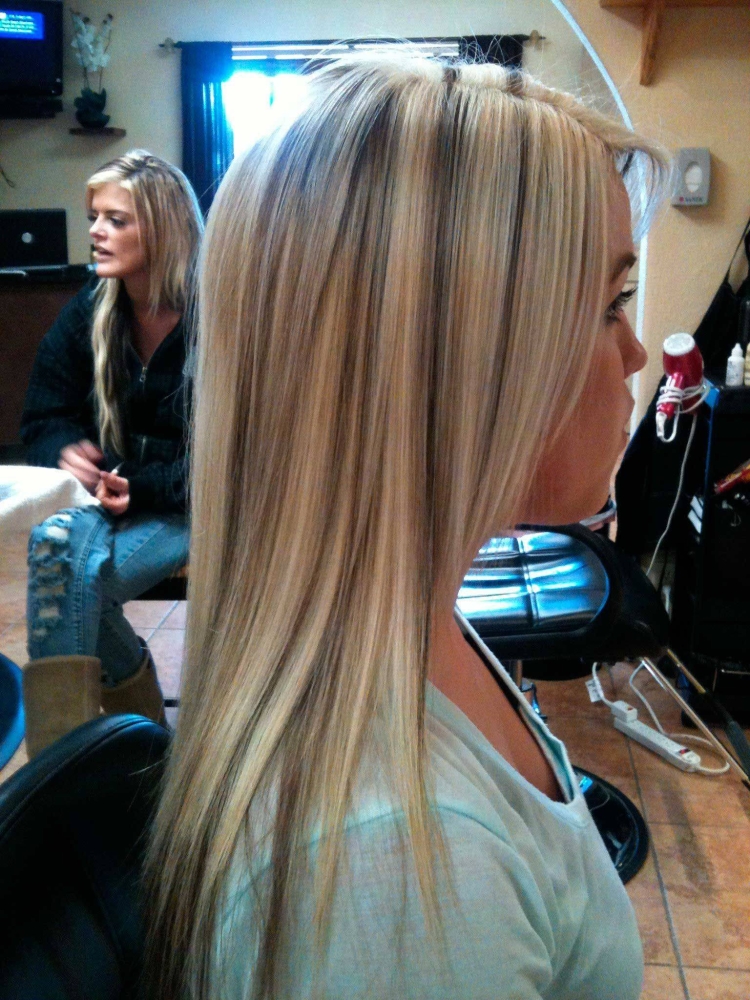 Частое мелирование на русые волосы