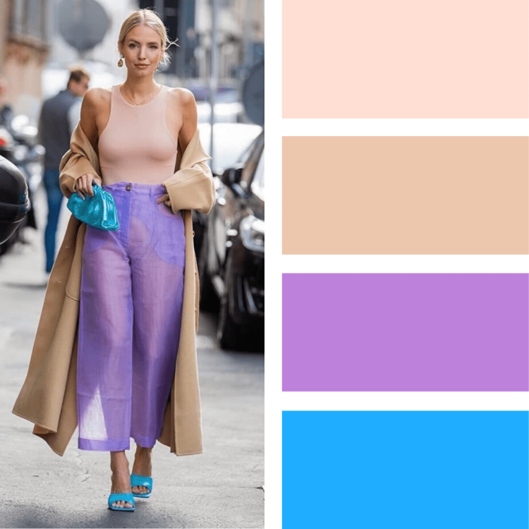 Лавандовый и бежевый цвет в одежде