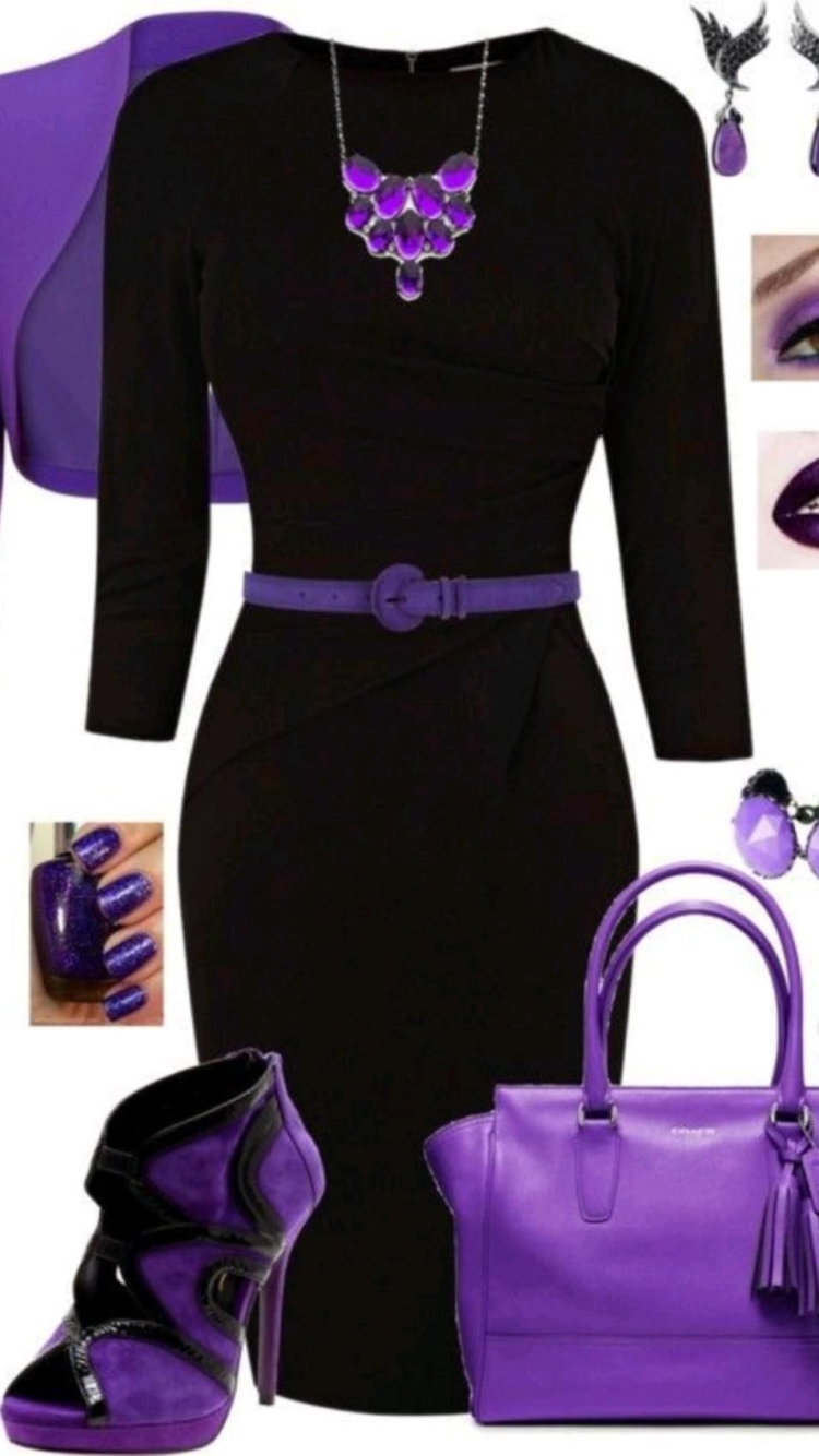 Сиреневый с черным в одежде