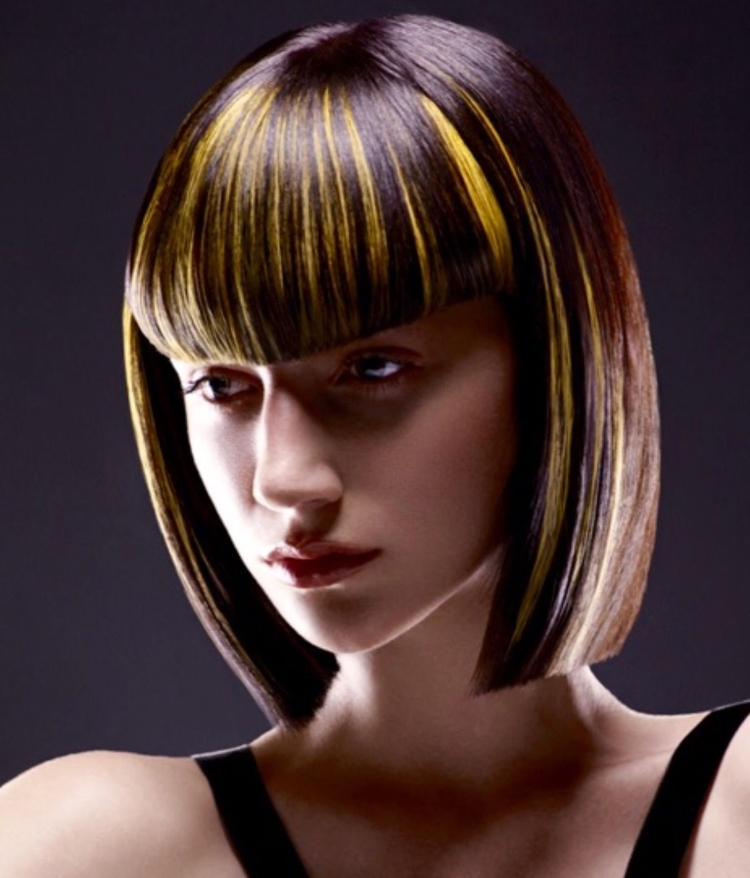 Мелирование на каре с челкой