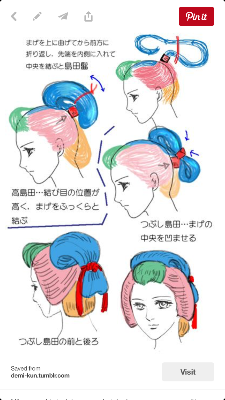 Японские прически гейш схемы