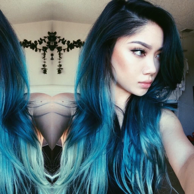 Dip Dye на темные волосы