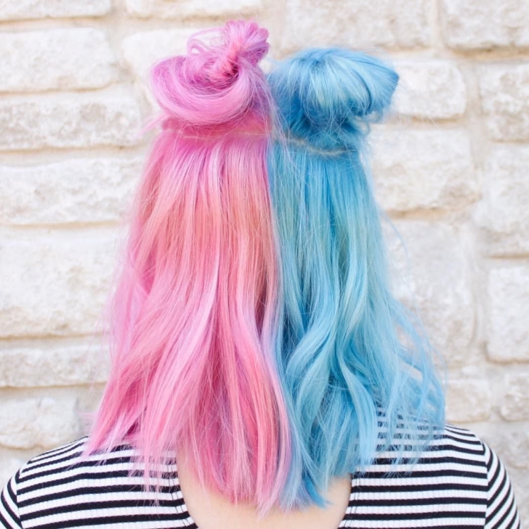 Розово голубые волосы