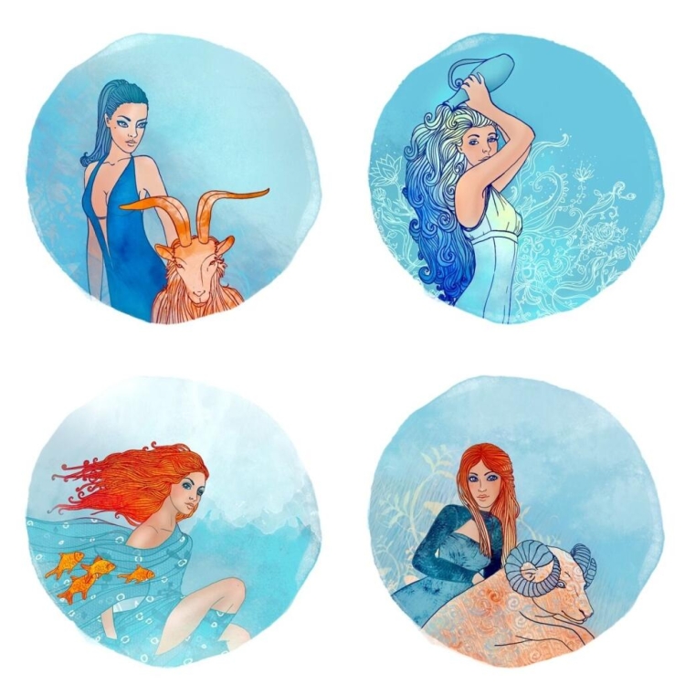 Рисунки знаков зодиака в круге девушка