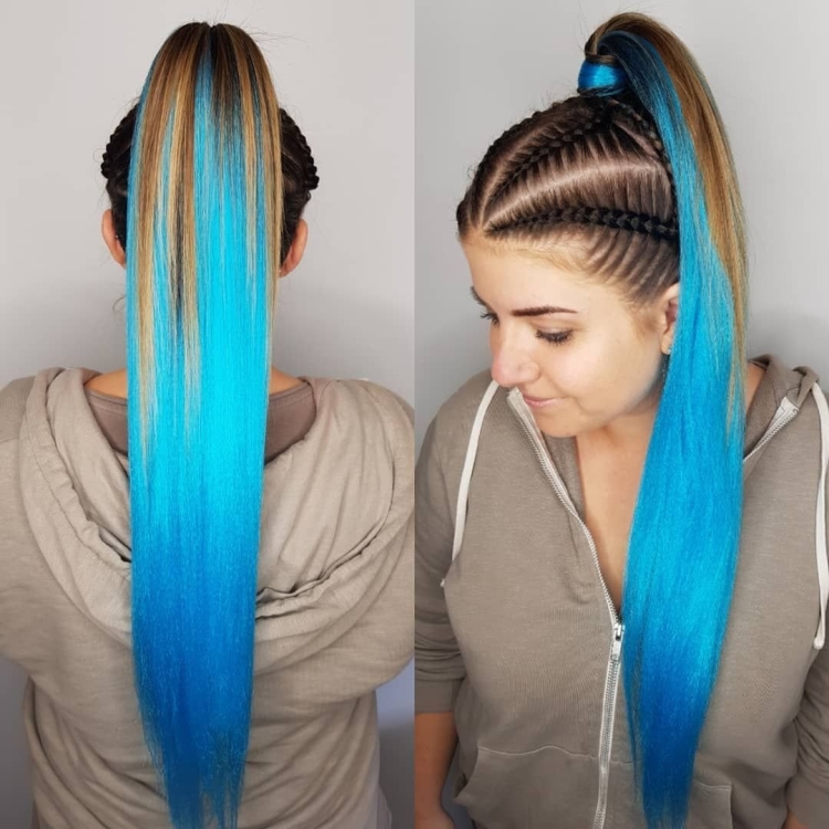 Косички с разноцветными прядями