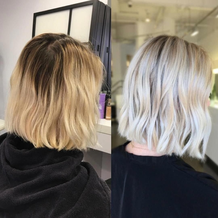 Растяжка блонда на короткие волосы