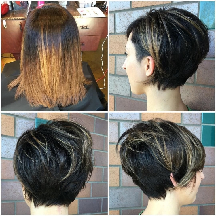 Окрашивание АИР-тач на короткие темные волосы