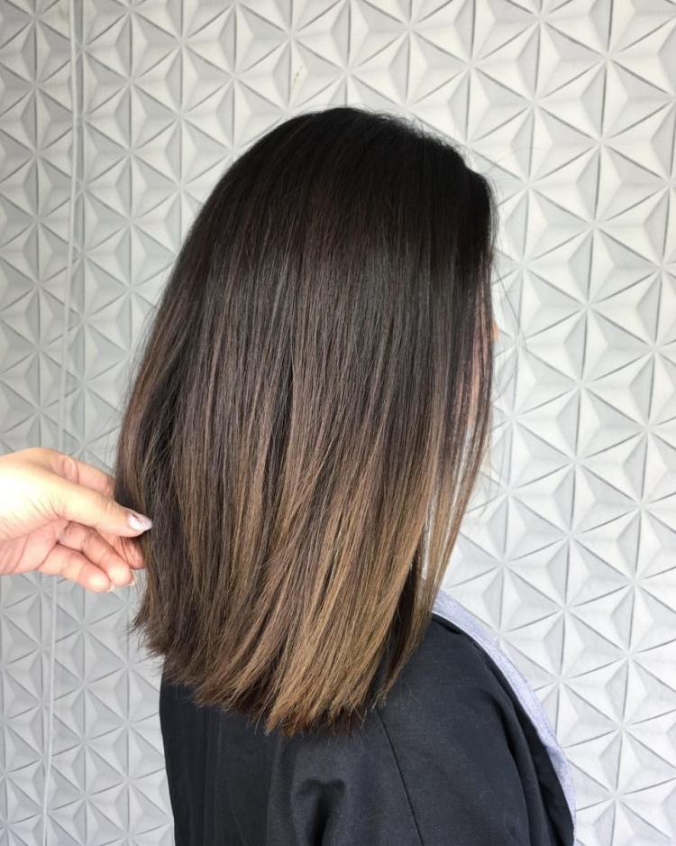 Балаяж на темные волосы прямой срез