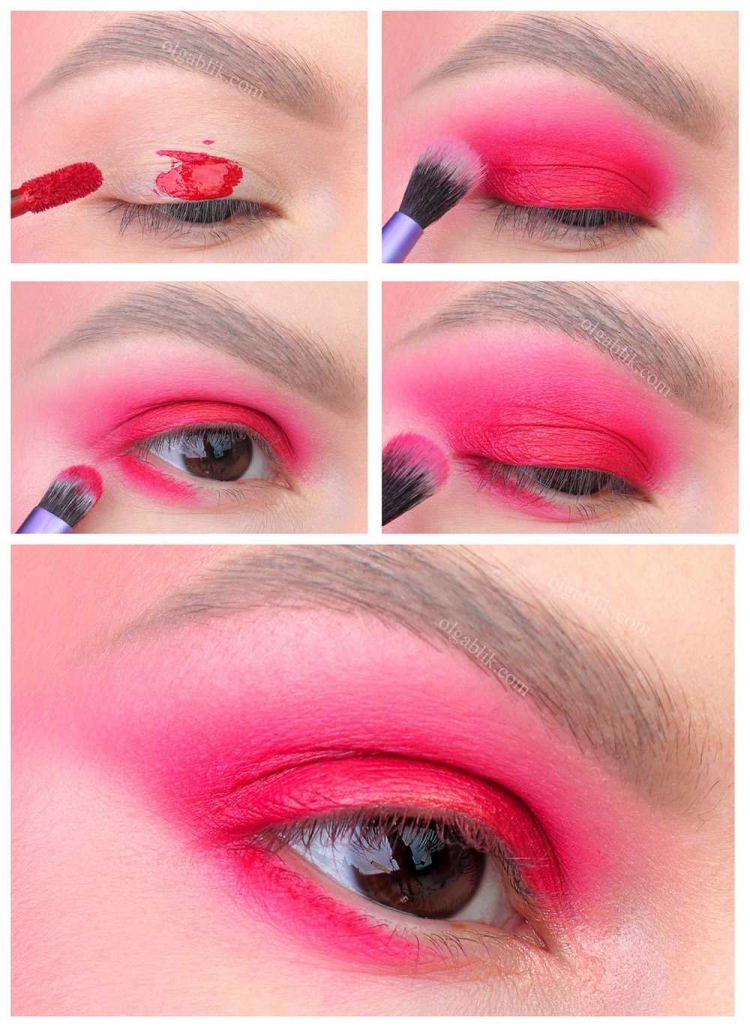 Мейкап с розовыми тенями