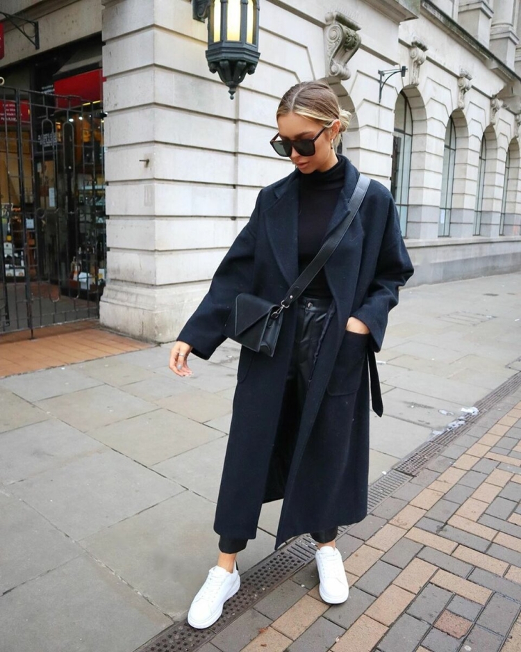 Mango черное длинное пальто Oversize