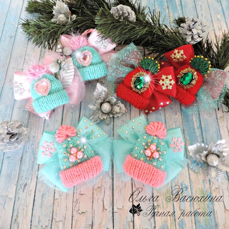 Новогодние заколки для волос