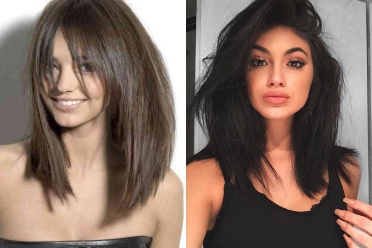 Стрижка ниже плеч с удлиненной челкой